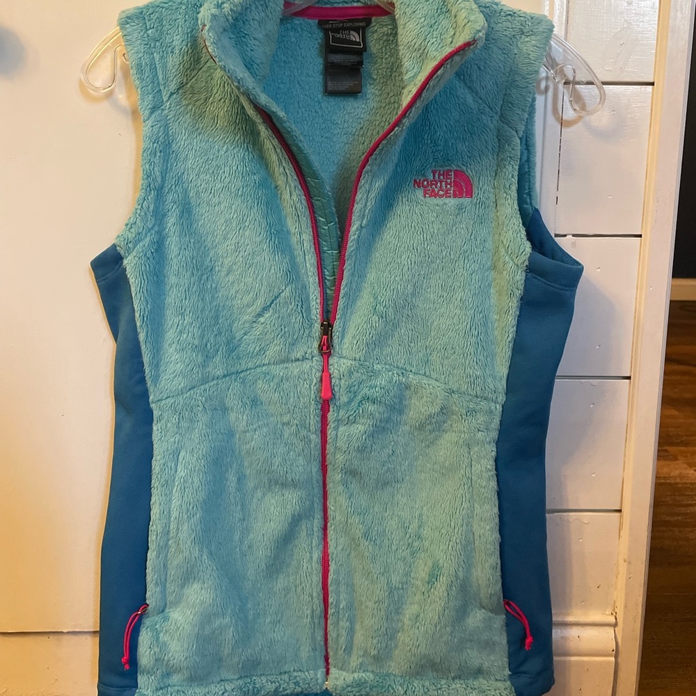 The North Face Women's Blue and Pink Fleece Vest